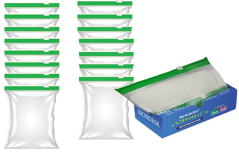 MOBDESK MOBDESK Ziplock Covers Pouch Bags, Reusable Ziplock Bags Airtight Seal for Travel Freezer Refrigerator Packing Cloths Accessories (Pack of 15)- Ur-565 