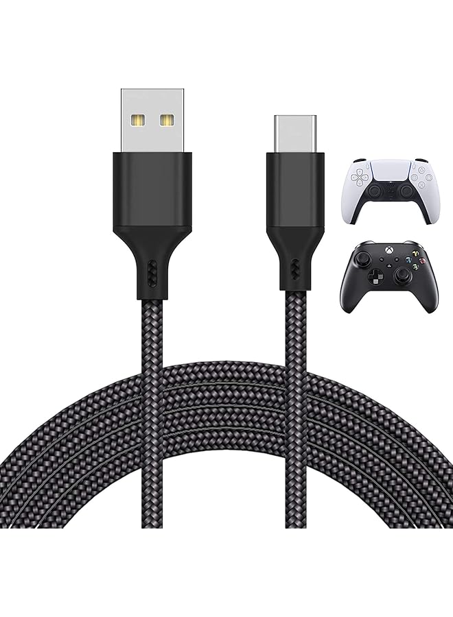 Premify 10Ft Charger Charging Cable For Ps5 And Xbox Series X/S Controller Switch Pro Controller Replacement Usb Charging Cord Nylon Braided Fast Charging Type C Ports Accessories For Playstation 5 Xbox - Image 1