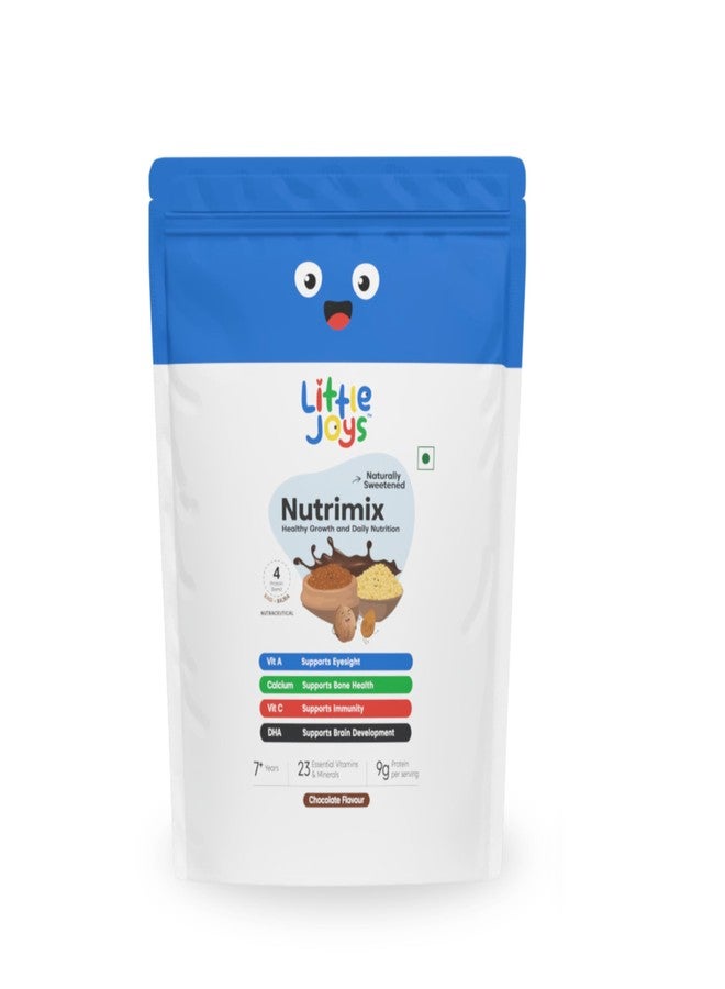 Little Joys Chocolate Nutrimix 7+ Refill Pouch (350g) | 7-12 Years | Naturally Sweetened with Jaggery & Dates | With 23 Essential MInerals & Vitamins | 9g Protein per Serving | Supports Development & Overall Health | With Ragi, Bajra, Almonds & Oats | Chocolate Flavour Nutrition Drink Powder - Image 1