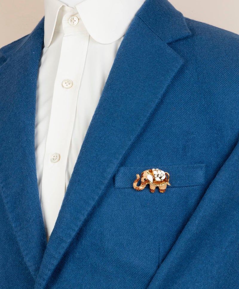 Knighthood Beige Enamel Elephant With Stone Detailing Brooch, Suit Stud, Shirt Studs, Lapel Pin Accessories for Men Women - Image 3