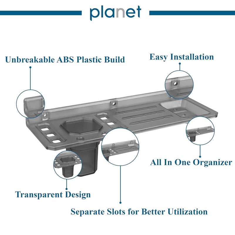 Planet Unbreakable ABS Plastic 2 in 1 Soap Dish with Tumbler HolderSoap StandTooth Brush HolderBrush StandBathroom Accessories Transparent - Image 4