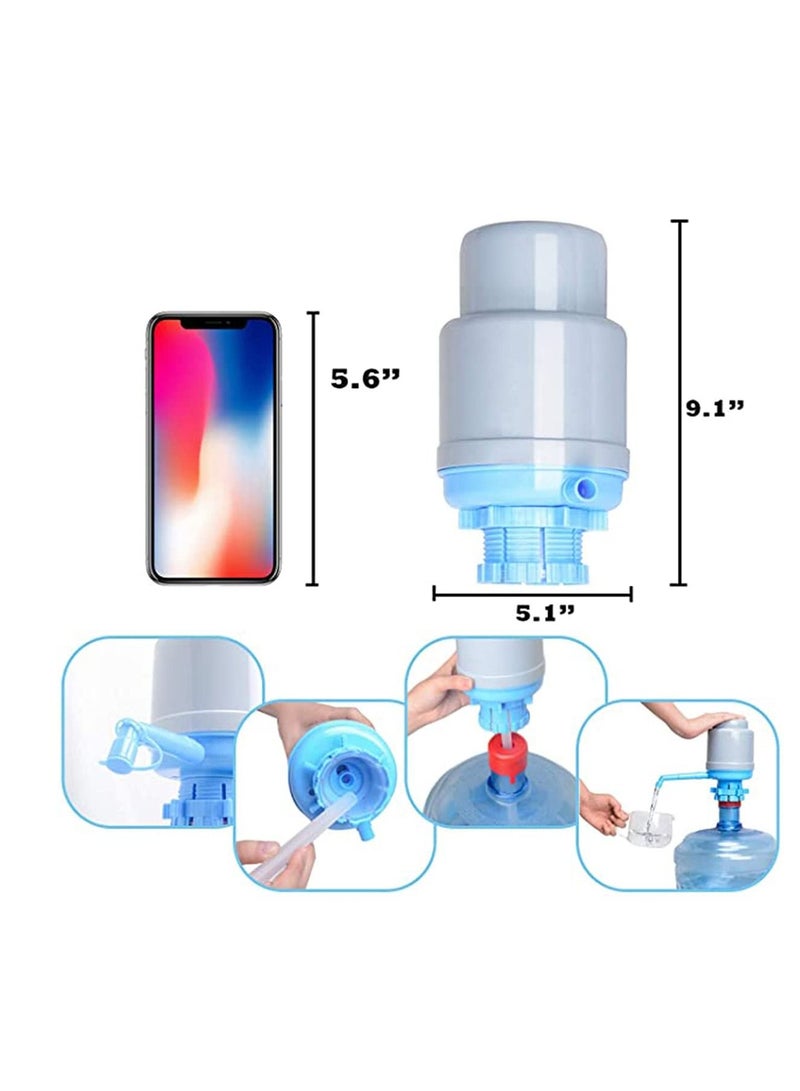 Hand Press Bottle Drinking Water Pump, Easy to Use Blue Gray Thickened Manual Hand Pressure Drinking Fountain Pressure Press Pump with an Extra Short Tube for Home Use with Cap  - Image 4