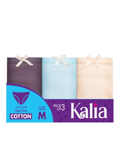 كاليا باك يحتوي علي 3 قطع بانتيهات بريف قطن الوان سادة حريمي