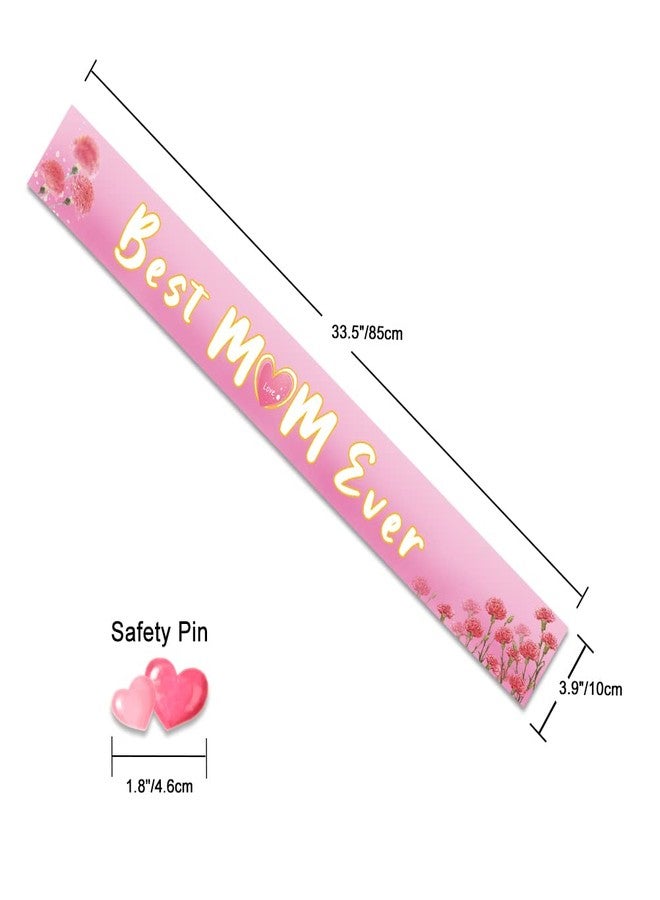 WLWLGLUCK Birthday Gifts for Mom Happy Mother's Day Sash Birthday Party Decors, Mother's Day Gift Sash, Gift for Best Mom Ever- Pink Satin Sash, Gifts for Mom/Grandma/Wife/Aunt, Mother's Day Sash for Women - Image 3