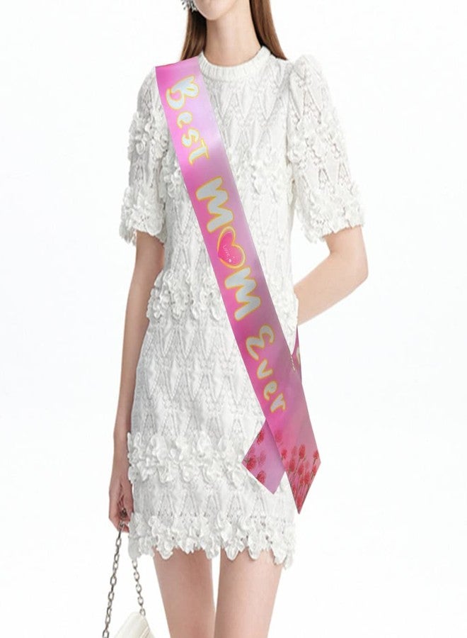 WLWLGLUCK Birthday Gifts for Mom Happy Mother's Day Sash Birthday Party Decors, Mother's Day Gift Sash, Gift for Best Mom Ever- Pink Satin Sash, Gifts for Mom/Grandma/Wife/Aunt, Mother's Day Sash for Women - Image 5