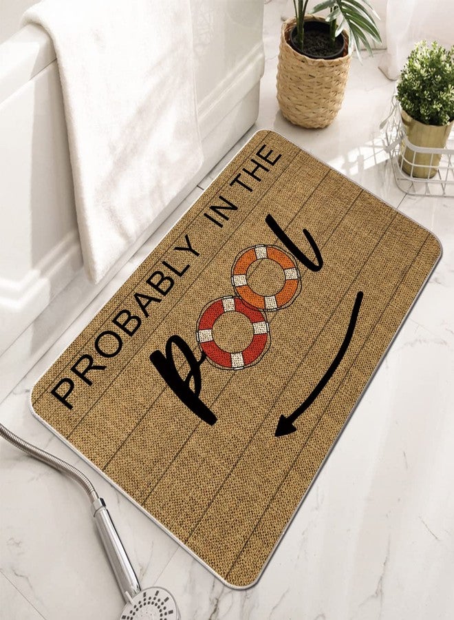 GAGEC Summer Door Mat Probably in The Pool Holiday Decorative Doormat Entrance Rugs Farmhouse Home Kitchen Decoration Floor Front Door Mat Outdoor Indoor 17 x 27 Inch - Image 3