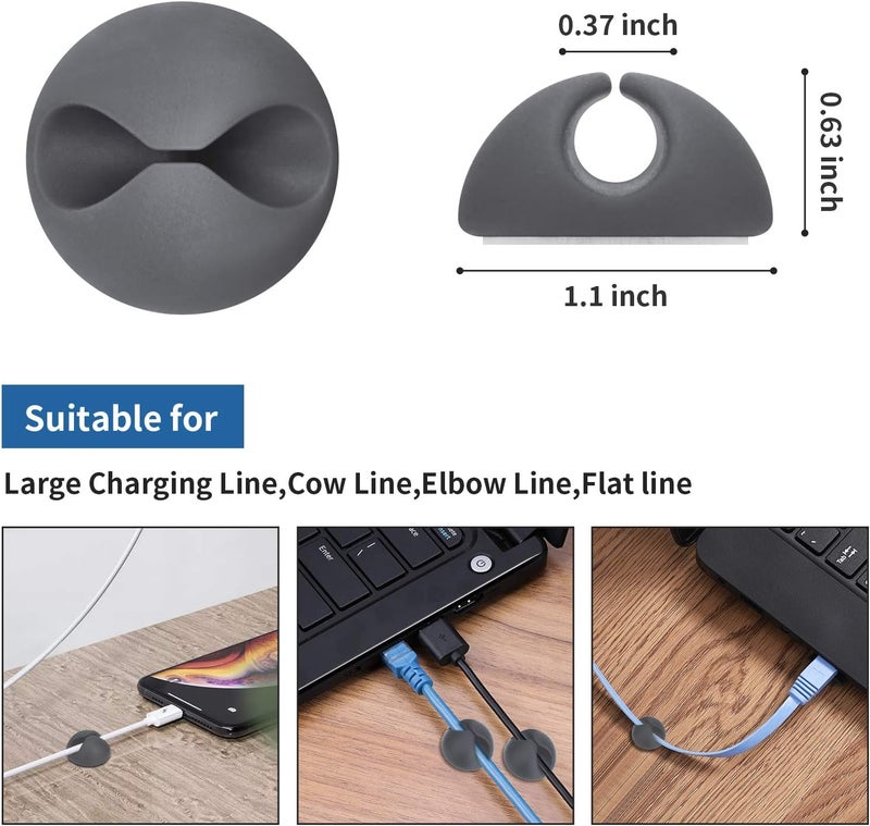CHEFBEE 8 Pack Adhesive Cable Clips, Cable Cord Holder Organizer Management System for Desk, Wire Clips for All Your Computer, Electrical, Charging or Mouse Cord, Gray - Image 2
