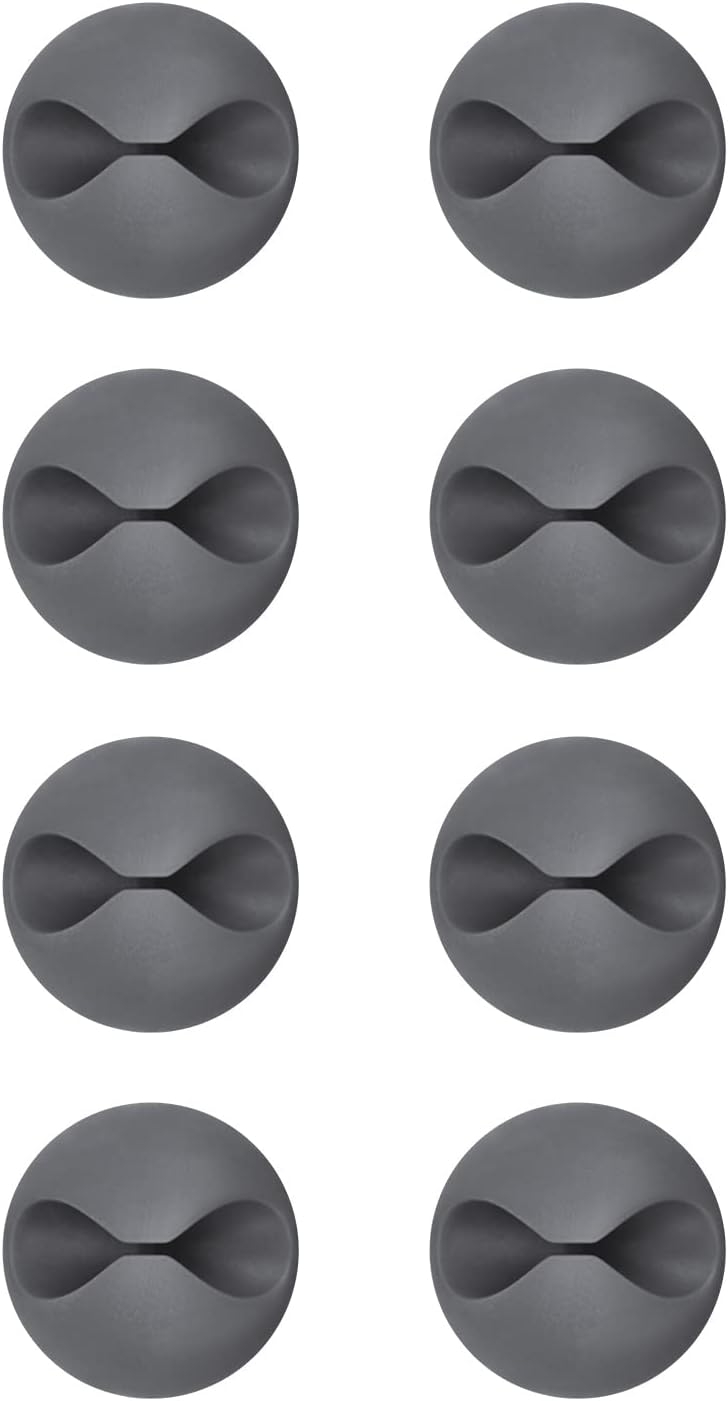 CHEFBEE 8 Pack Adhesive Cable Clips, Cable Cord Holder Organizer Management System for Desk, Wire Clips for All Your Computer, Electrical, Charging or Mouse Cord, Gray - Image 1