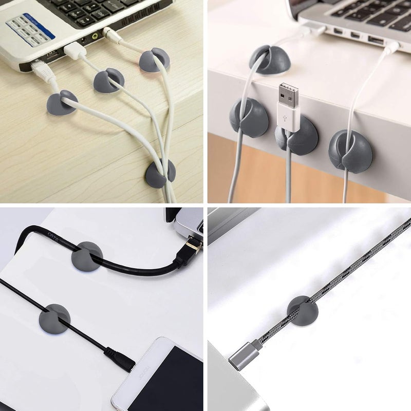 CHEFBEE 8 Pack Adhesive Cable Clips, Cable Cord Holder Organizer Management System for Desk, Wire Clips for All Your Computer, Electrical, Charging or Mouse Cord, Gray - Image 5