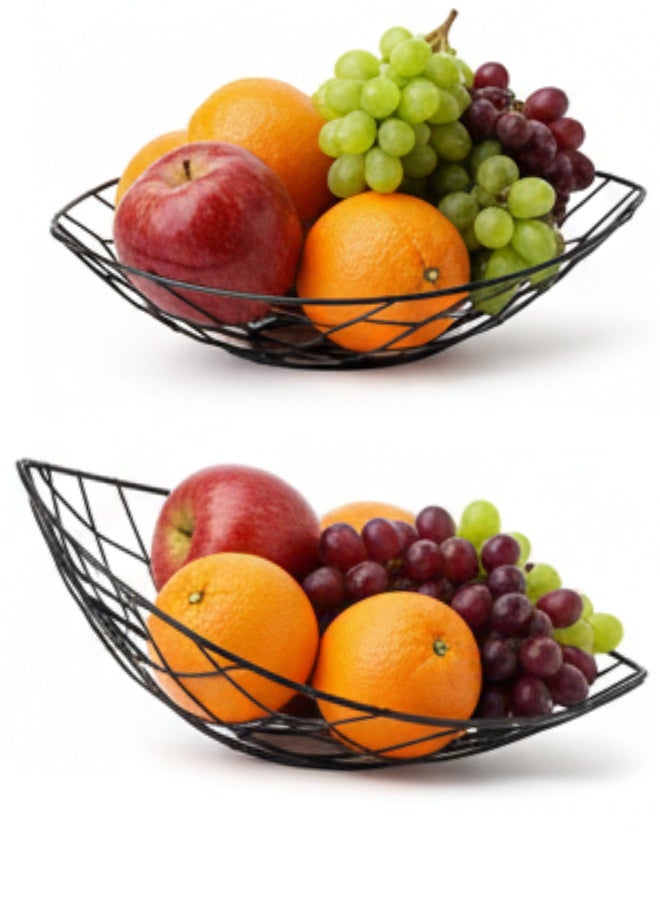 Modern Metal Fruit Basket – Elegant Black Wire Bowl for Dining Room and Kitchen Counter - Image 1