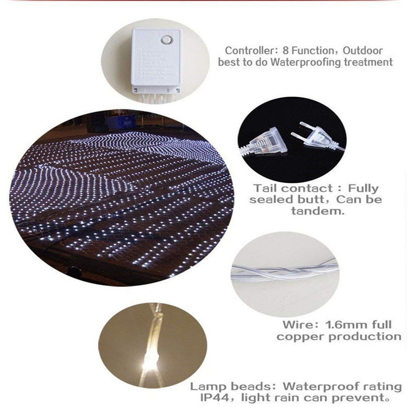 MIRADH Led Net Mesh String Lights - Diwali Lights for Decoration for Home Diwali Lights for Home Decoration led Lights for Ganesh Puja 5ft x 5ft 120 LEDs (8 Mode Warm-White) - Image 3