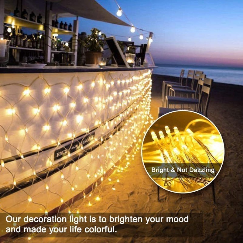 MIRADH Led Net Mesh String Lights - Diwali Lights for Decoration for Home Diwali Lights for Home Decoration led Lights for Ganesh Puja 5ft x 5ft 120 LEDs (8 Mode Warm-White) - Image 2