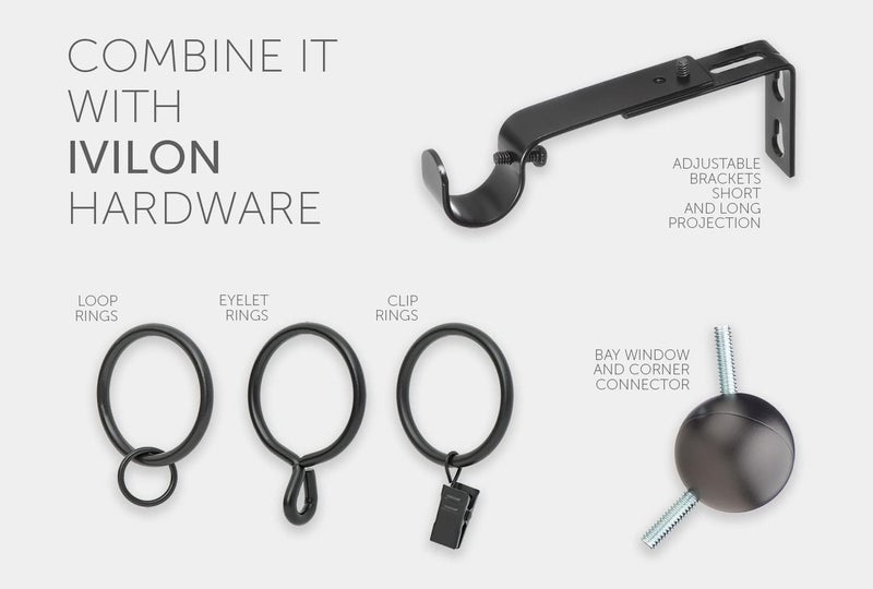 Ivilon Window Curtain Rod End Cap - 1 inch Pole. 120 to 240 Inch. Black - Image 5