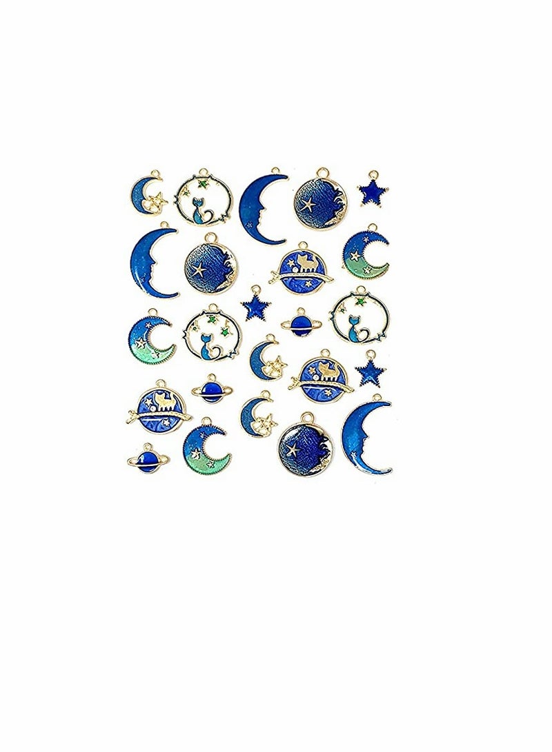 Excefore Assorted Gold Plated Enamel Cat Moon Star Celestial Charm for jewelry making supplies kit Earrings Necklace Bracelet Jewelry Making and Crafting  - Image 1