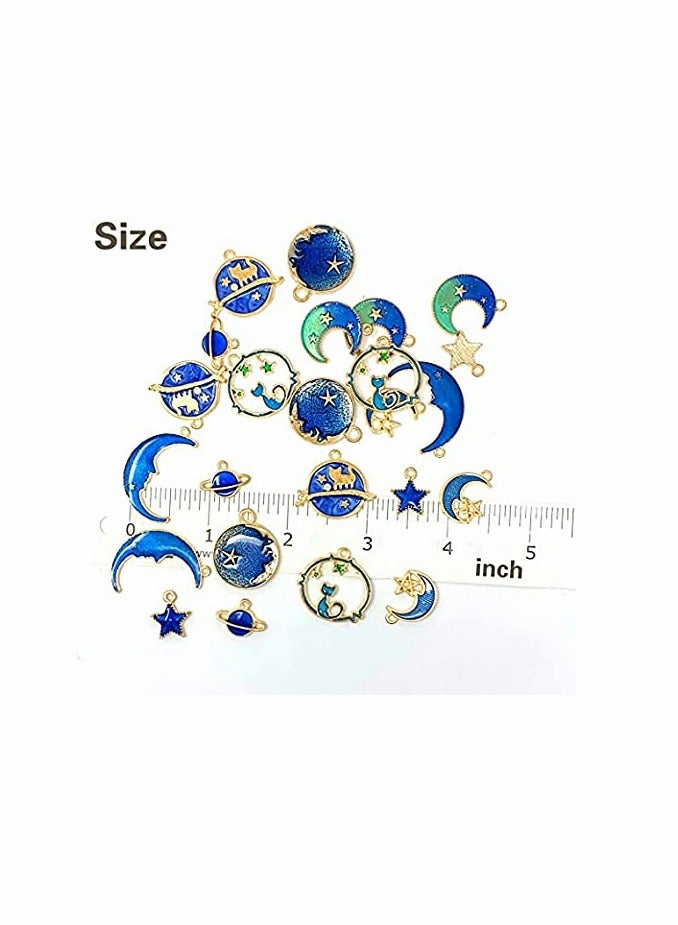 Excefore Assorted Gold Plated Enamel Cat Moon Star Celestial Charm for jewelry making supplies kit Earrings Necklace Bracelet Jewelry Making and Crafting  - Image 5