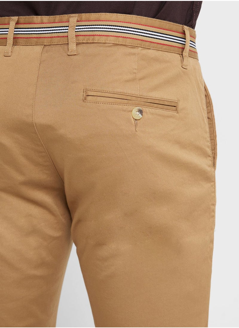 Thomas Scott - Thomas Scott Men Brown Slim Fit Chinos Trousers - Image 1