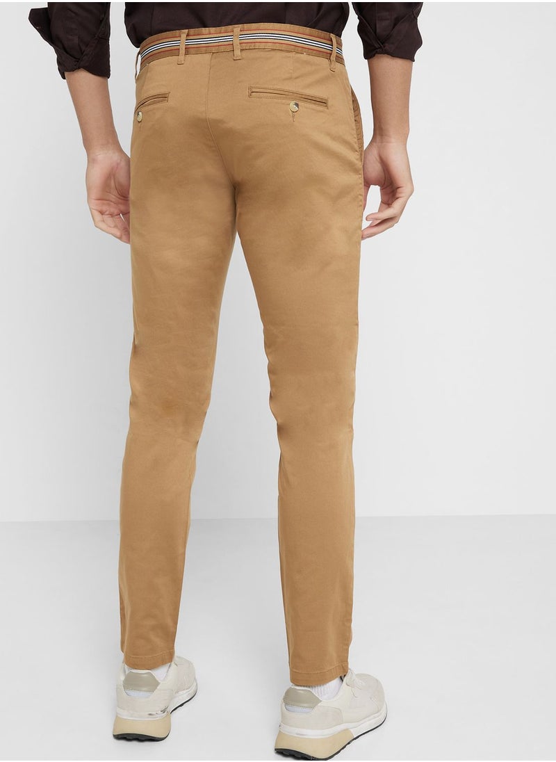 Thomas Scott - Thomas Scott Men Brown Slim Fit Chinos Trousers - Image 1