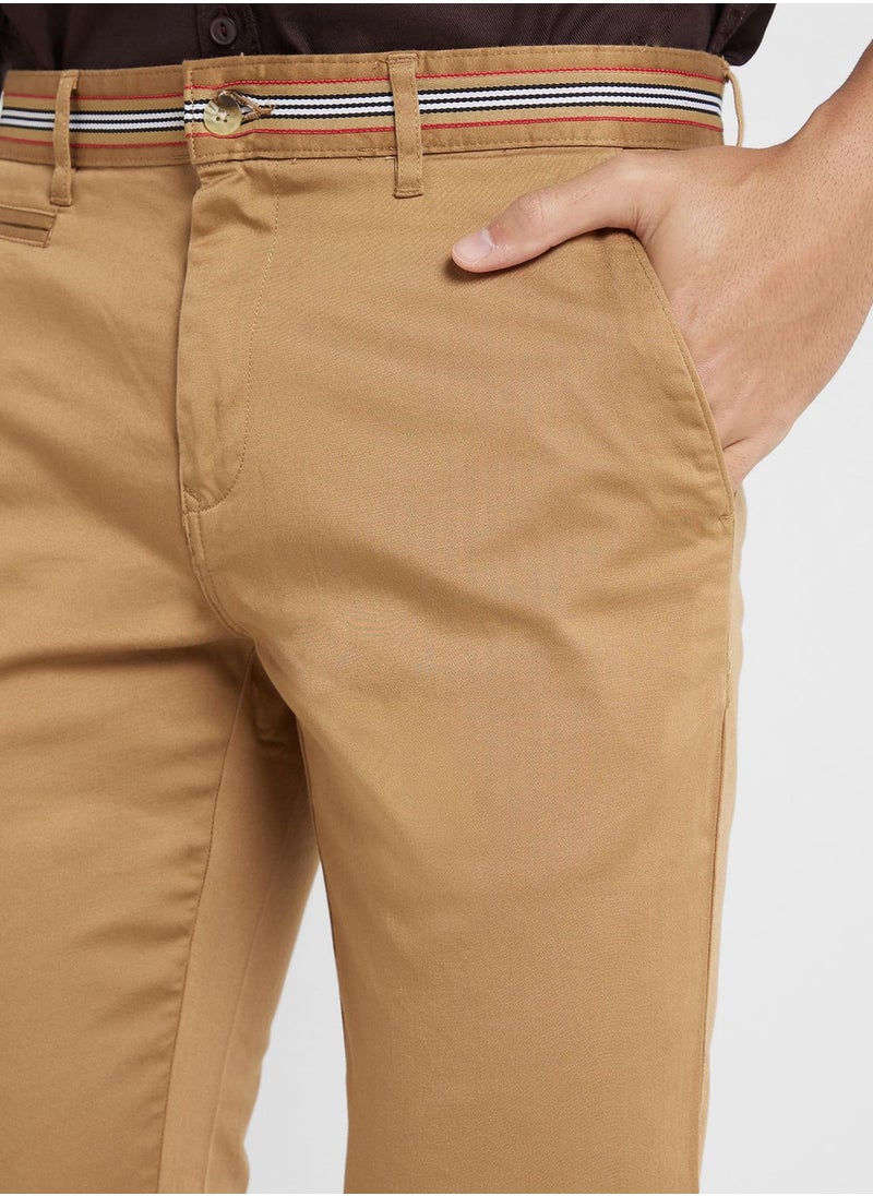 Thomas Scott - Thomas Scott Men Brown Slim Fit Chinos Trousers - Image 1
