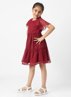 Nautinati Nautinati Girls’ Textured Fabric Swiss Dot Tiered Dress  - Image 2