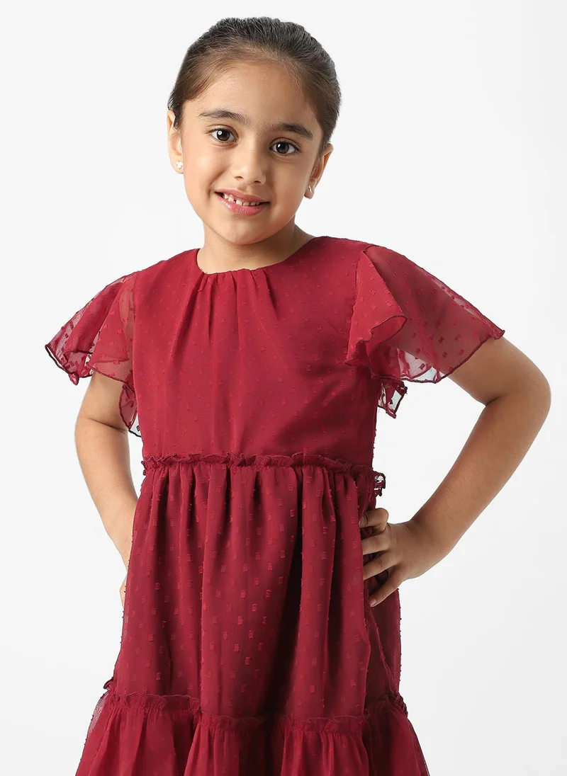 نوتيناتي Nautinati Girls’ Textured Fabric Swiss Dot Tiered Dress