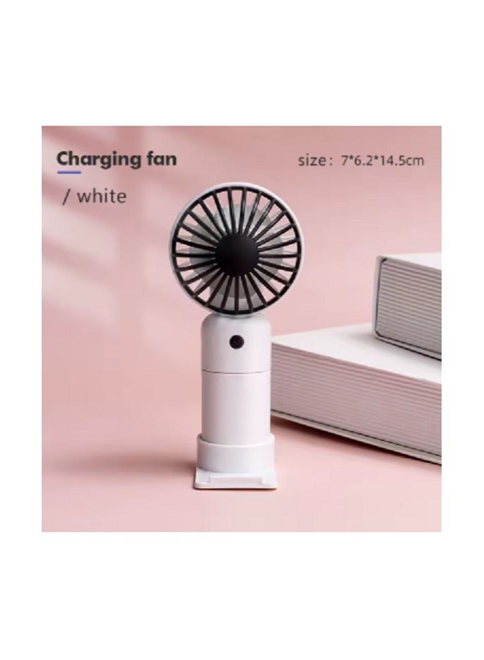 Mini Portable Table Fan USB Rechargeable - 3 Speed ​​Silent Handheld Cooling Fan for Office, Students, and Travel - White - Image 1
