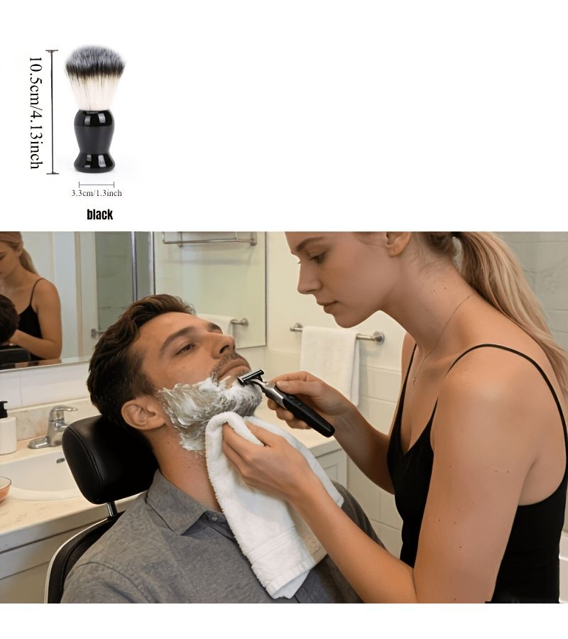 Men S Handmade Badger Hair Shaving Brush Black Ergonomic Design Comfortable Grip Durable Facial Cleansing Brush For Post Shave Use Minimalist Fashion Style Premium Birthday Gift - Image 4