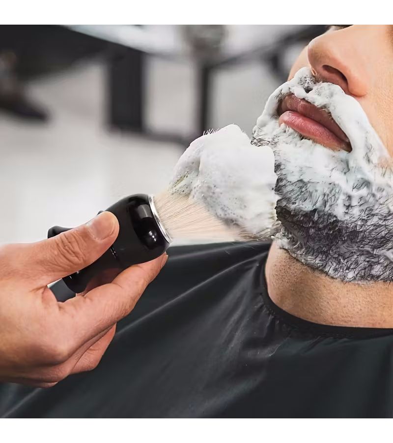 Men S Handmade Badger Hair Shaving Brush Black Ergonomic Design Comfortable Grip Durable Facial Cleansing Brush For Post Shave Use Minimalist Fashion Style Premium Birthday Gift - Image 2