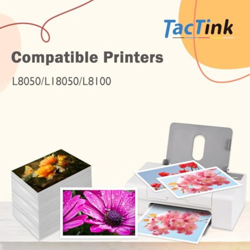 Ink Bottle for Epson 108, suitable for L8050/L18050/L8100 printers, pigment-based, black, high-capacity 6-pack - Image 3