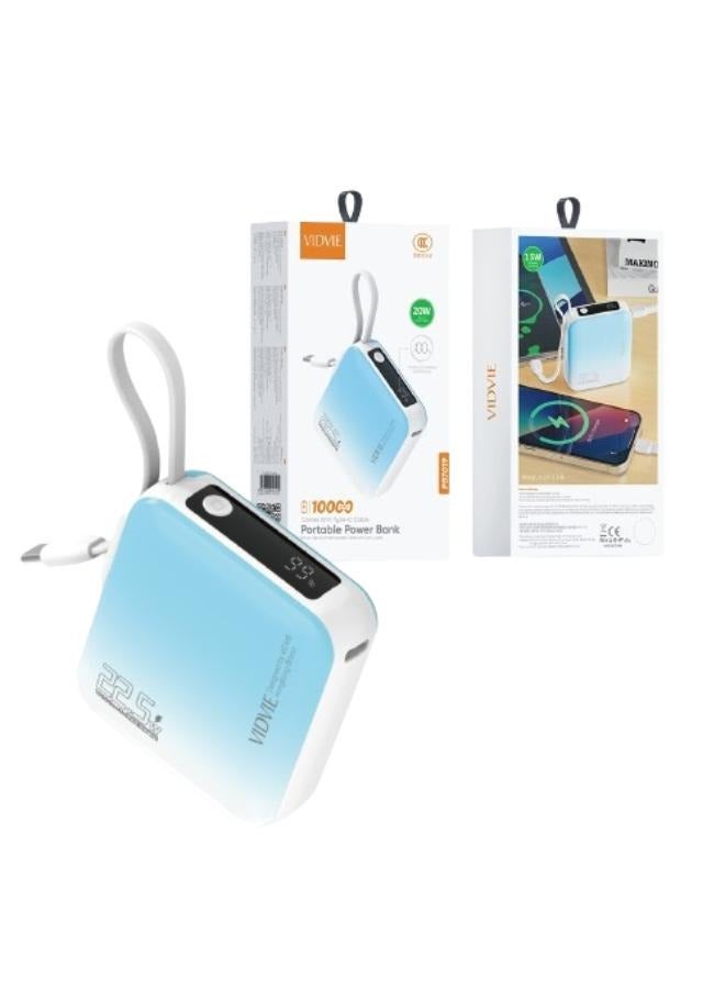 Vidvie 10000mAh 22.5W Mini Power Bank with Digital Display - Blue - Image 1