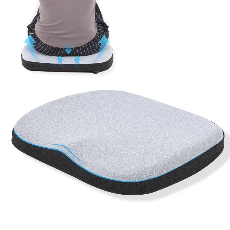 GOFORIT Molded Memory Foam Seat Cushion, Patent Dual-Layer Foam Design Office Chair Pad, Ergonomic Coccyx Cushion for Sciatica Pain Relief,Light Grey - Image 1