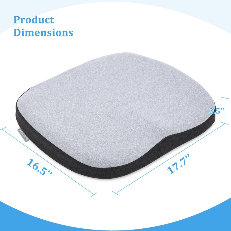 GOFORIT Molded Memory Foam Seat Cushion, Patent Dual-Layer Foam Design Office Chair Pad, Ergonomic Coccyx Cushion for Sciatica Pain Relief,Light Grey - Image 3