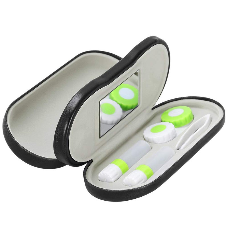 SteelFever 2 in 1 Double Sided Portable Glasses Case Travel Contact Lens Case Black