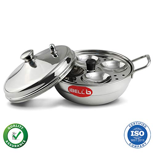 iBELL Stainless Steel Multi Purpose Kadai with 2 Idli Plate (8 Idlis) and Steel Lid, Silver - Image 5