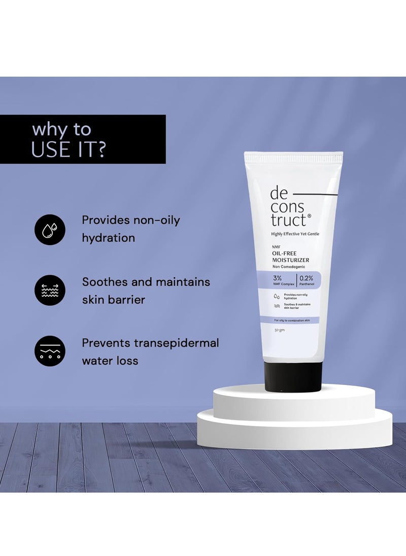 Deconstruct Deconstruct Oil-Free Moisturizer For Oily Skin | 3% NMF Complex + 0.2% Panthenol | Lightweight Gel Moisturizer | For Oily to Combination Skin | 50gm (Pack of 2)  - Image 2