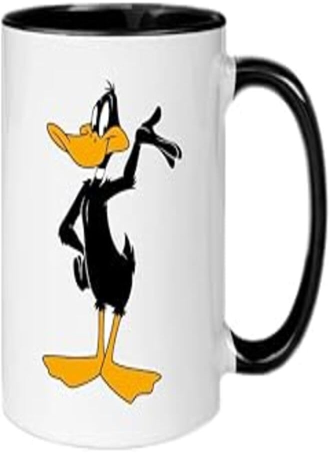 MEC Daffy Duck| Coffee Mug Espresso cups glass cups |Espresso Coffee Mug| Tea Cup| Drinking Glass | Kitchen Ceramic Coffee Cup Handle For Hot & Cold Beverages| 11 Oz (GLOSSY BLACK) 