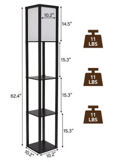 DREAMSIDEA Floor Lamp with Shelves, Modern Industrial Square Tall Standing Lamp,Dimmable Corner Display Bookshelf Lamp for Living Room, Bedroom and Office  - Image 4
