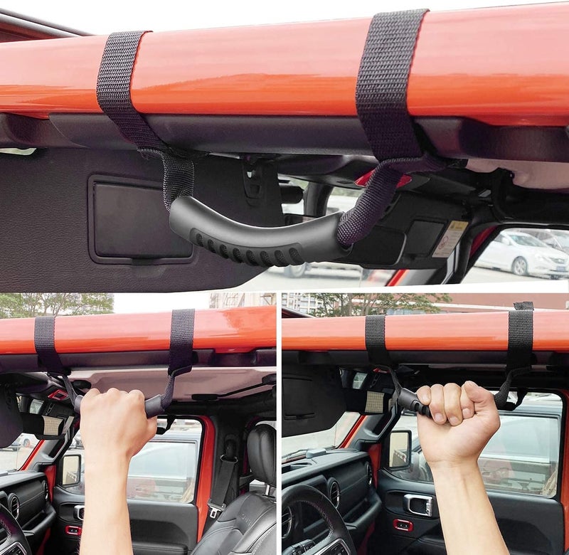 Bentolin 4 x Roll Bar Grab Handles Grip Handle Compatible for 1995-2021 Wrangler YJ TJ JK JKU JL Sports Sahara Freedom Rubicon X & Unlimited X 2/4 Door (Black) - Image 5
