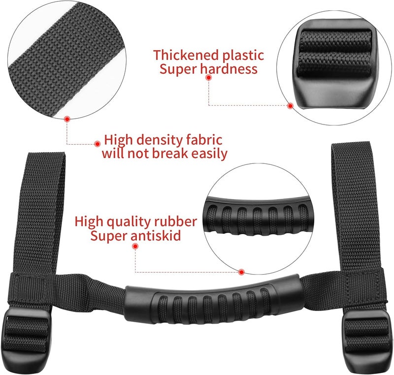 Bentolin 4 x Roll Bar Grab Handles Grip Handle Compatible for 1995-2021 Wrangler YJ TJ JK JKU JL Sports Sahara Freedom Rubicon X & Unlimited X 2/4 Door (Black) - Image 3