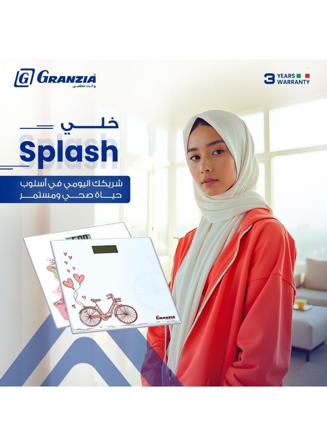  جرانزيا سبلاش – ميزان رقمي أنيق ودقيق لمتابعة الوزن يوميًا - يتحمل حتى 200 كغ  - قراءات دقيقة بفارق 100 جرام لمراقبة أدق التغييرات - Image 4
