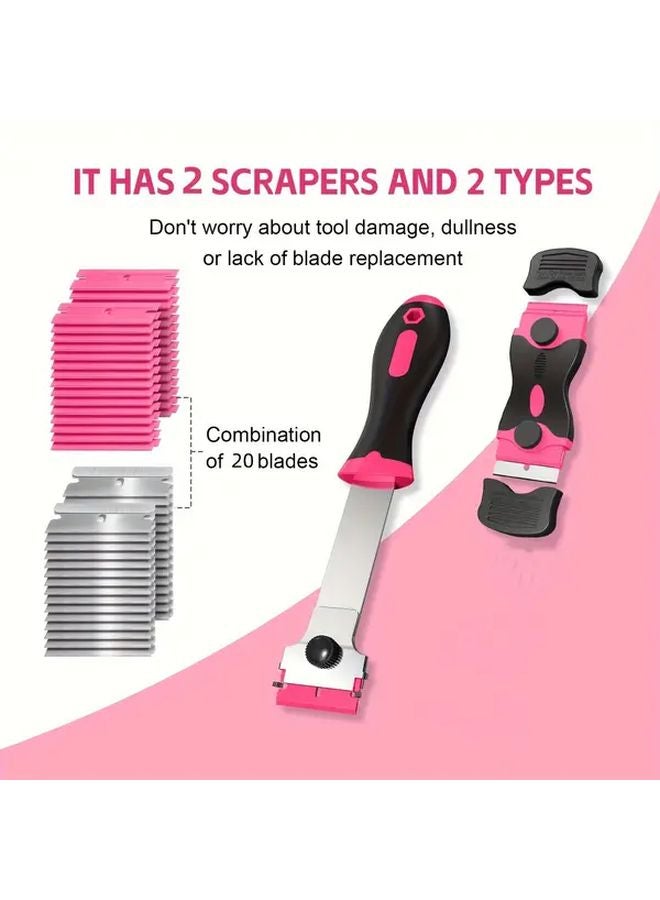 2pcs Heavy Duty Scraper Tool with 20 Blades Multi Purpose Adhesive Remover - Image 4