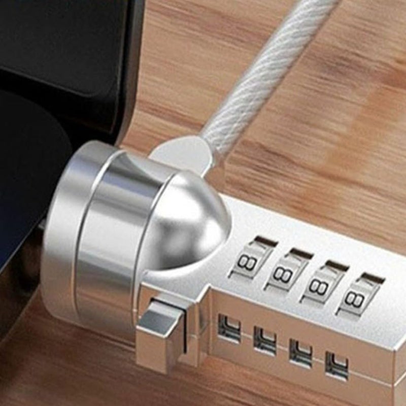 Resettable 4 Digit Combination Lock With Steel Cable For Laptop Computer Desktop Security - Image 3