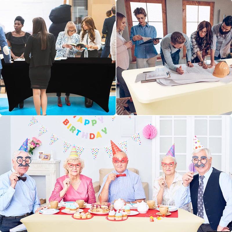 BDDC Table Covers for 6 Foot Tables, Ivory Washable and Wrinkle Resistant Stretch Tablecloths Rectangle 6ft for Events, Wedding, Banquets, Parties - Image 5