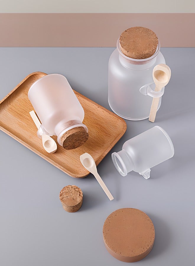 Bath Canisters Matte bath salt bottling bottle ABS plastic soft bottle with cork stopper and wooden spoon as a gift  - Image 1