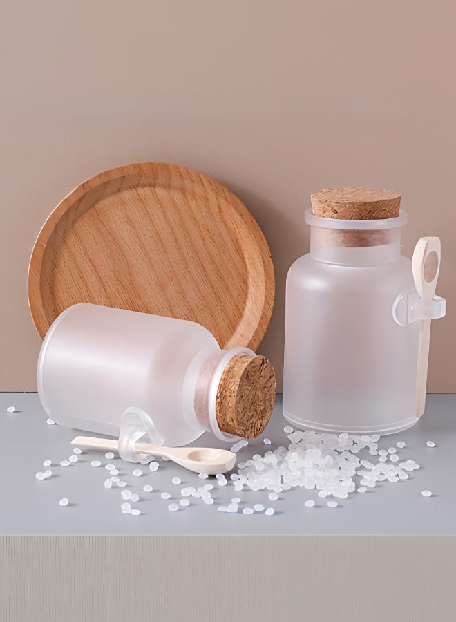 Bath Canisters Matte bath salt bottling bottle ABS plastic soft bottle with cork stopper and wooden spoon as a gift  - Image 3