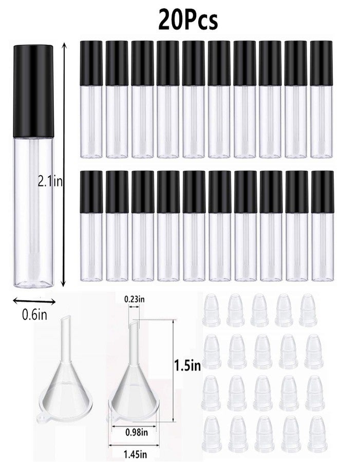 KaiLeQi Empty lip gloss tubes with wand,3.5ml black cap mini refillable lip gloss containers,DIY lip gloss making kit,With 2PCS box&2PCS Funnel & 20PCSRubber Stoppers (20PCS in two boxes) - Image 2