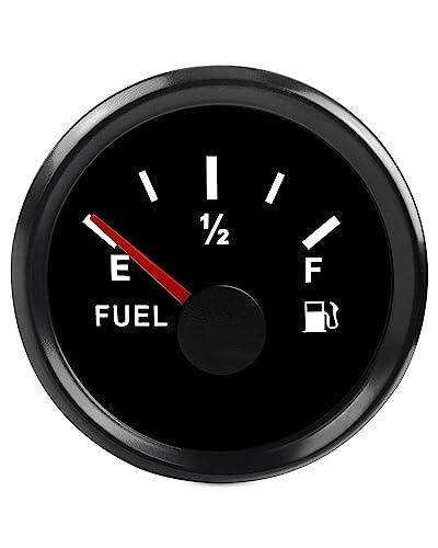 ANODZU 0-90 ohm Fuel Gauge 52mm Dial LED Backlight Waterproof Universal for Car Boat Marine Motorcycle Tractor Generator Yacht, Black Fuel Level Gauge Fuel Tank Meter Gauge - Image 1