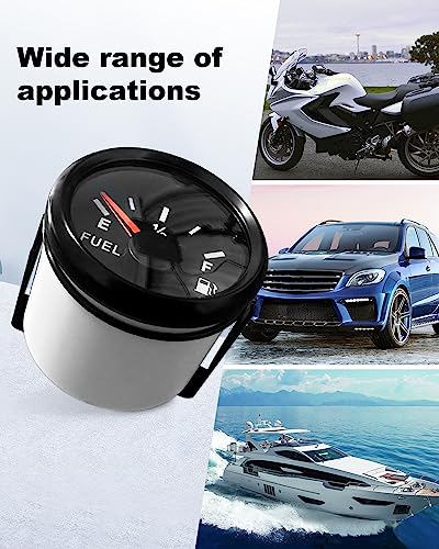 ANODZU 0-90 ohm Fuel Gauge 52mm Dial LED Backlight Waterproof Universal for Car Boat Marine Motorcycle Tractor Generator Yacht, Black Fuel Level Gauge Fuel Tank Meter Gauge - Image 4
