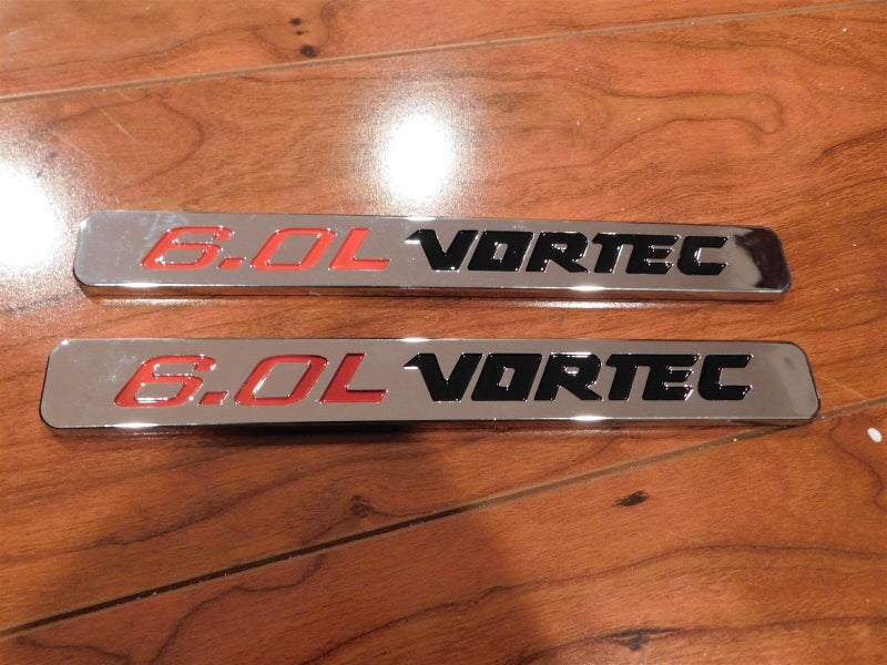 Aimoll 2pcs Chrome 60L VORTEC Badge 3D Emblems Replacement for 1500 2500hd Silverado Truck Chrome Black Red