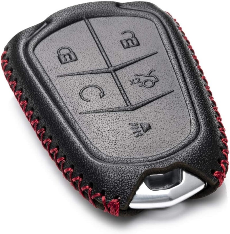 فيتوديكو حافظة مفاتيح ذكية من الجلد الأصلي من ، متوافقة مع سيارات Cadillac XT4، Cadillac XT5، Cadillac XT6 للأعوام 2019–2023 (5 أزرار، لون أسود/أحمر) - Image 3