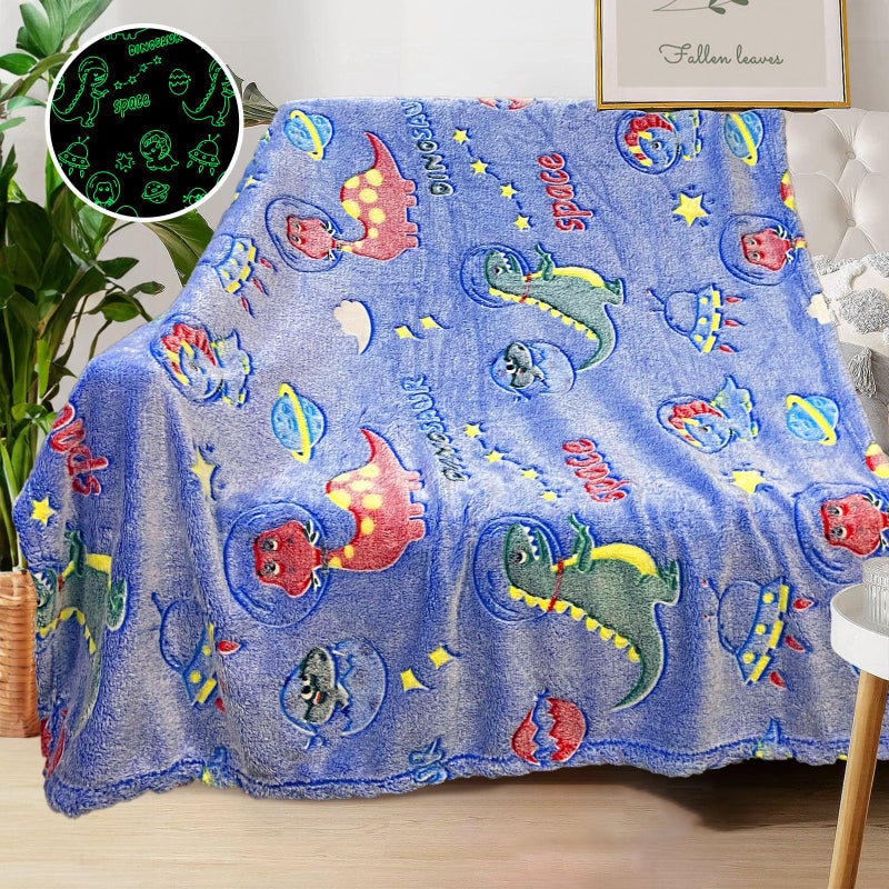 Dinosaur Blanket for Boys Personalized Baby Blankets for Boys Dinosaur Glow in The Dark Blanket for Kids Toddler Blanket for Boys Soft Fleece Blankets and ThrowBirthday 40x 50